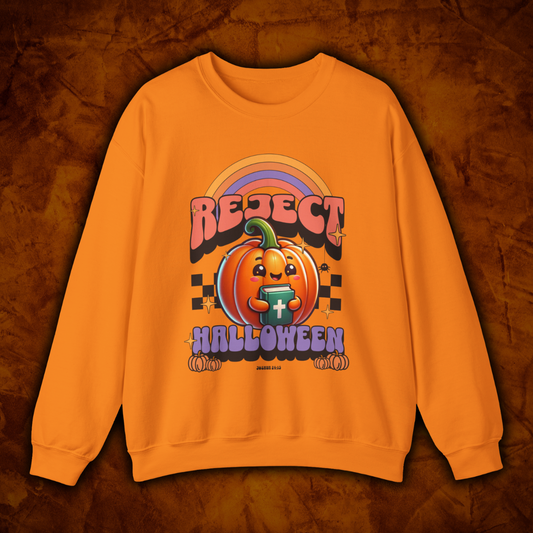 "REJECT HALLOWEEN" Unisex Crewneck (Orange)